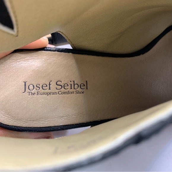 Josef Seibel Black Leather Block Heeled Ankle Boots Booties Size 38 EUR 7.5 US - Picture 9 of 10